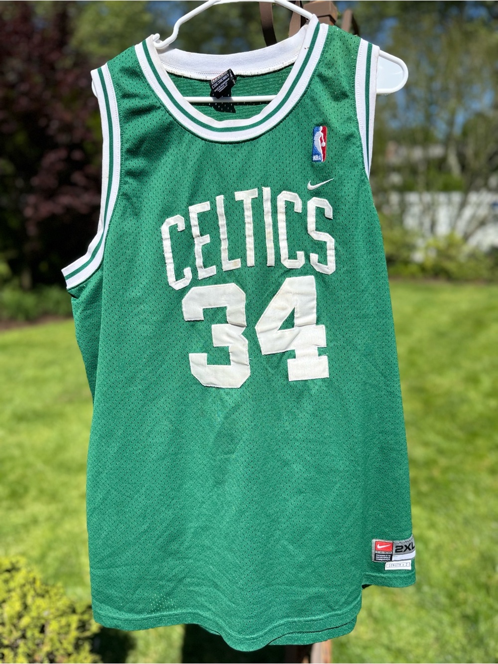 Nike Vintage Green and White Celtics #34 Pierce Basketball Jersey